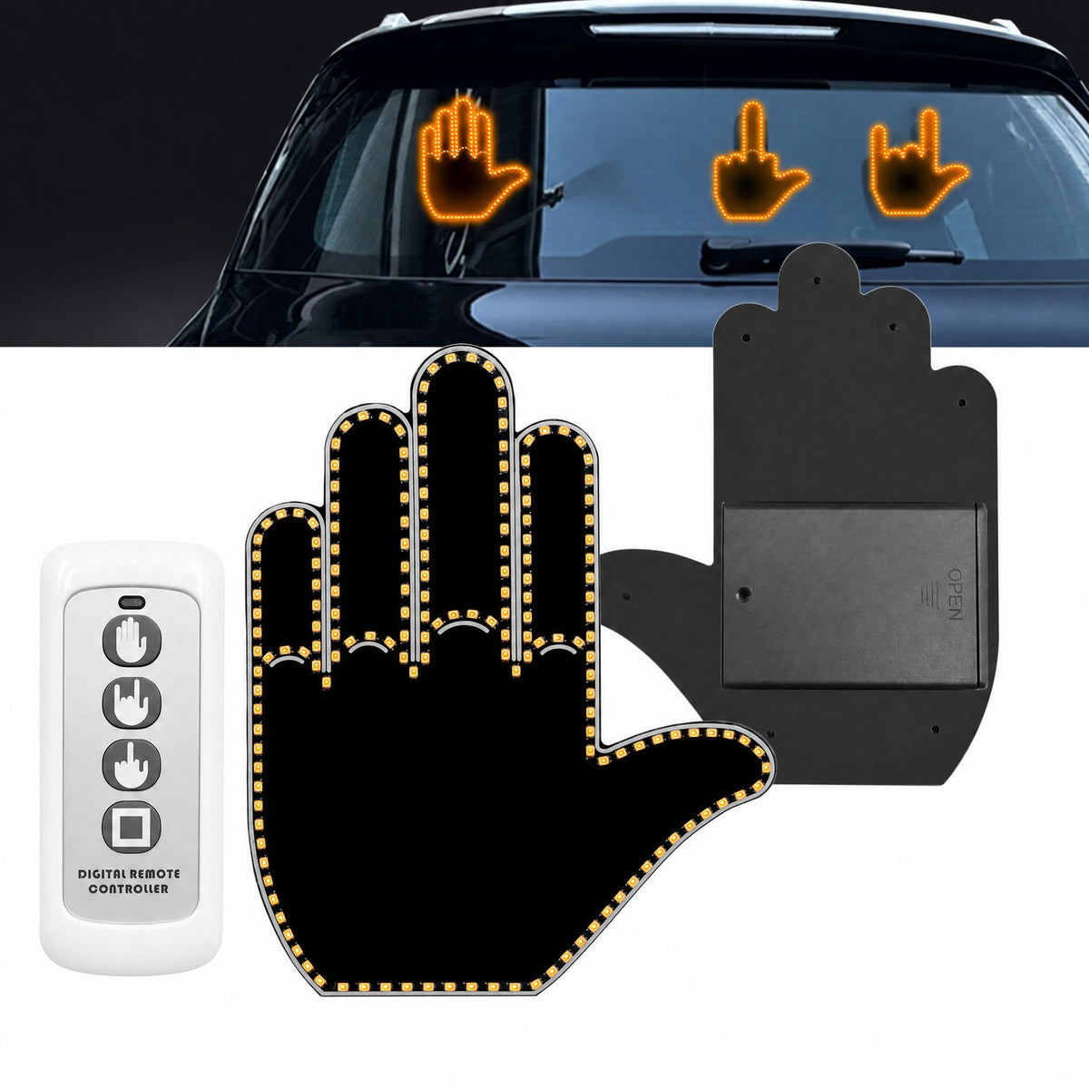 Gag Hand LED car hand sign with remote
