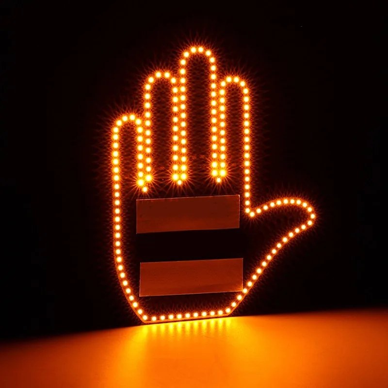 Glowing LED open hand sign